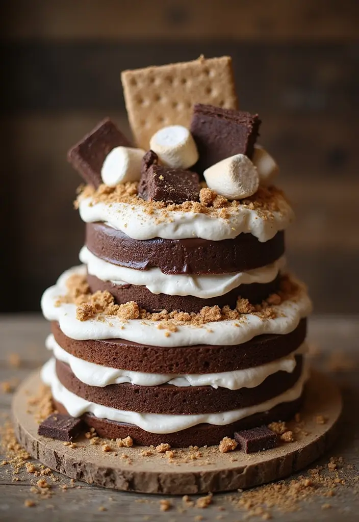 27 Simple Wedding Cake Ideas That Still Impress Guests - 19. S'mores Themed Cake