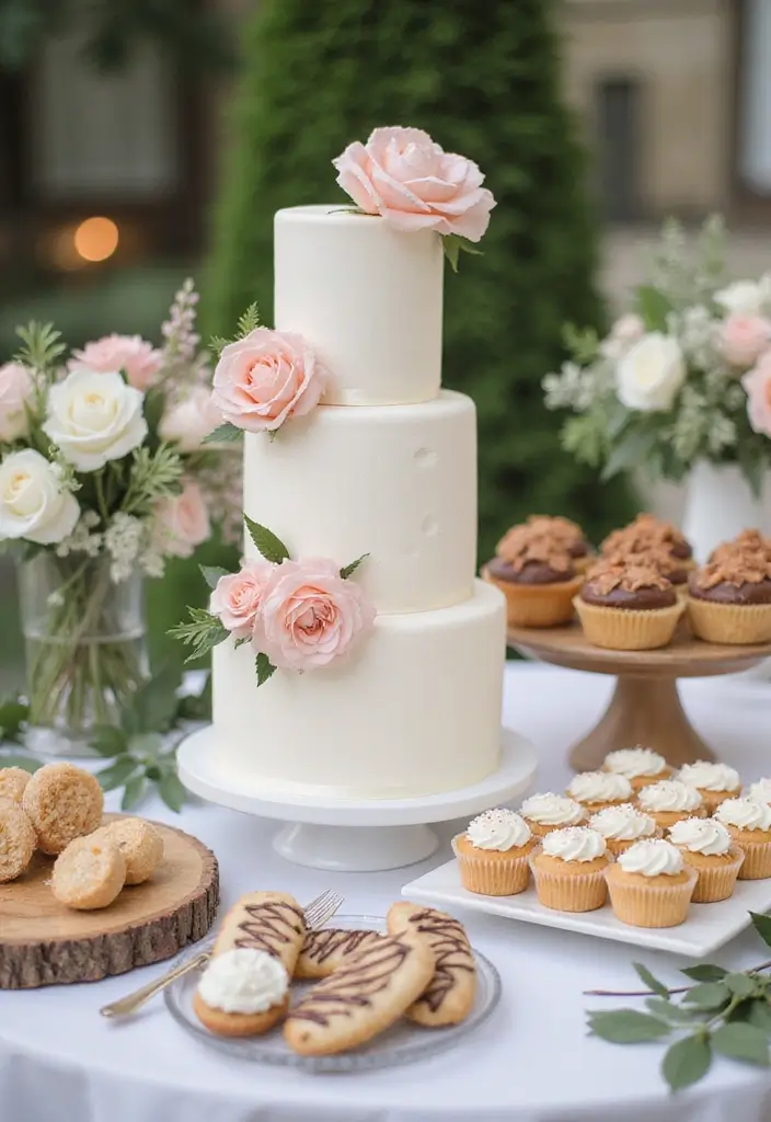 27 Simple Wedding Cake Ideas That Still Impress Guests - 22. Themed Dessert Tables