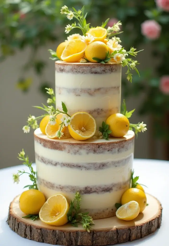 27 Simple Wedding Cake Ideas That Still Impress Guests - 25. Rustic Lemon Cake
