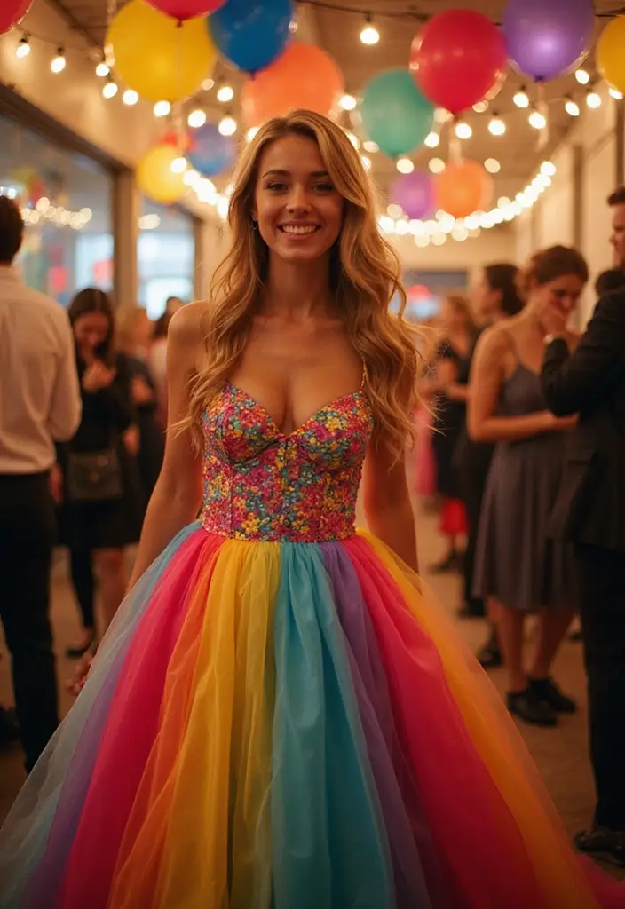 27 Wedding Exit Outfit Ideas That Sparkle At Goodbye - 5. Colorful Balloon Dress