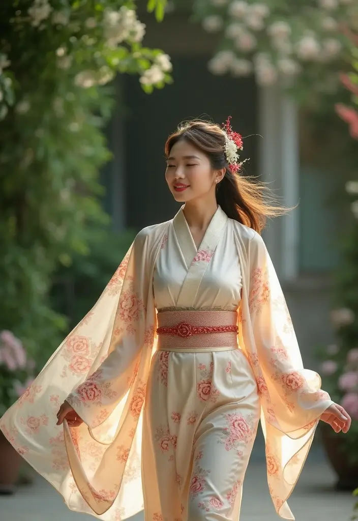 27 Wedding Exit Outfit Ideas That Sparkle At Goodbye - 9. Unique Kimono Style