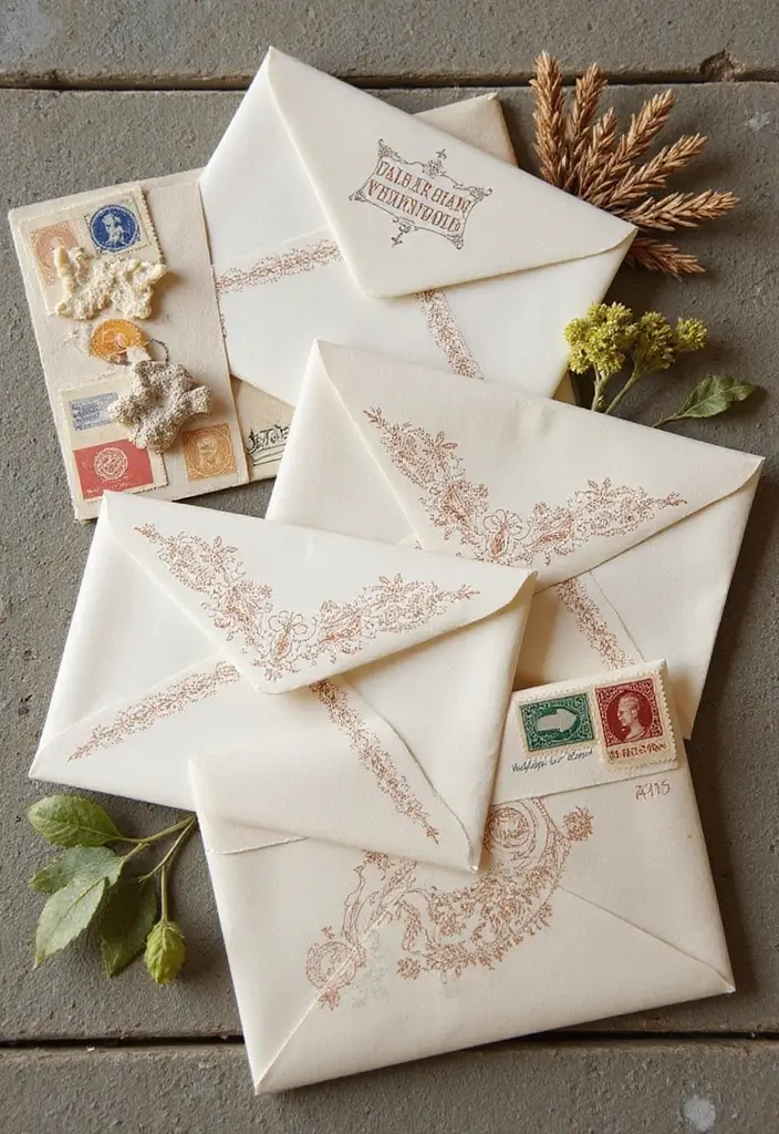 27 Wedding Invitation Envelope Ideas That Impress - 24. Vintage Envelope Designs
