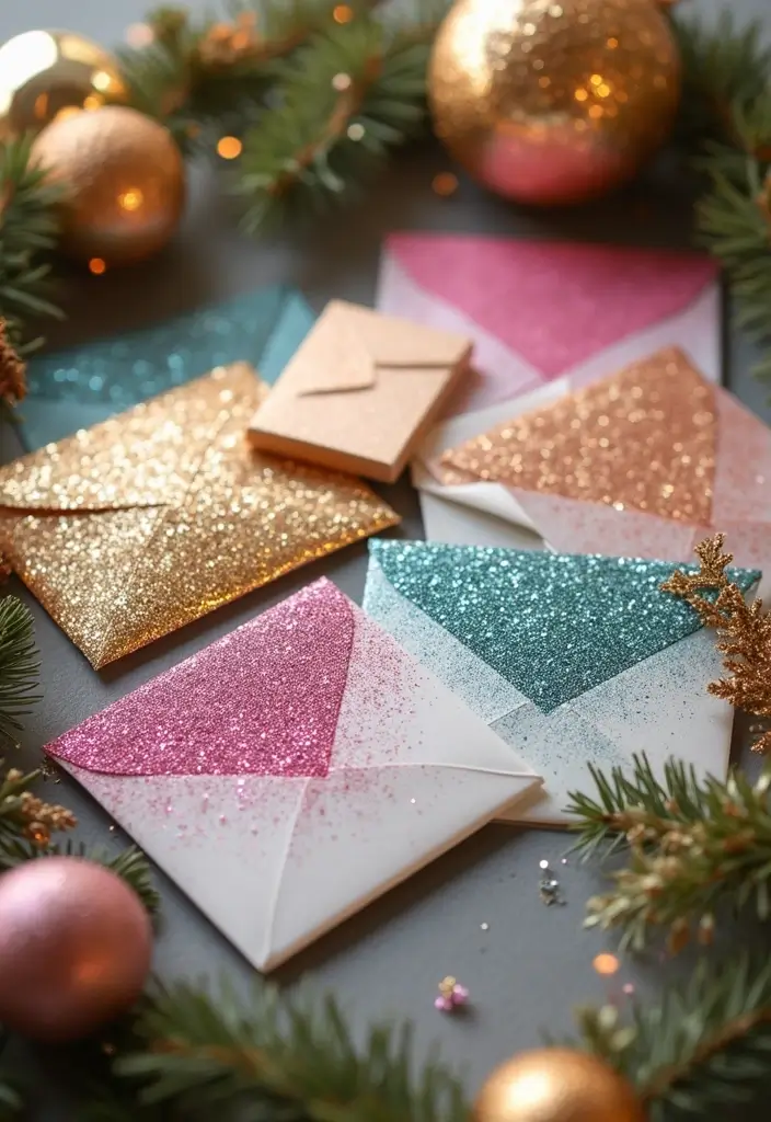 27 Wedding Invitation Envelope Ideas That Impress - 27. Eco-Friendly Glitter Envelopes