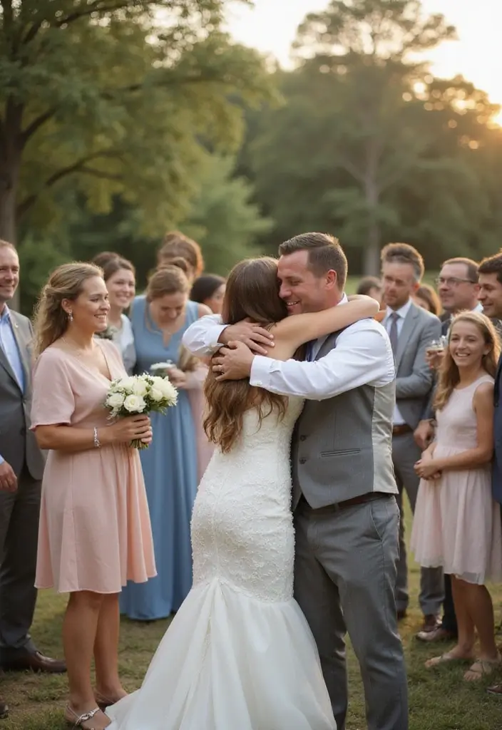 27 Wedding Pose Ideas That Look Natural and Timeless - 24. The Group Hug