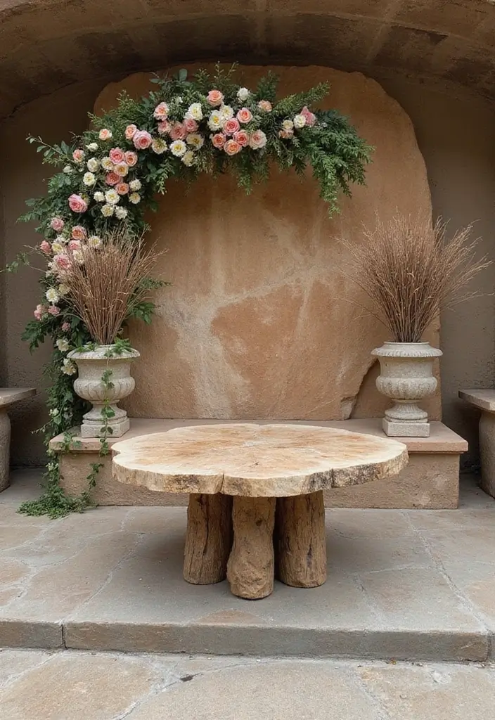 27 Wedding Stage Decoration Ideas That Wow Guests - 18. Natural Stone Features