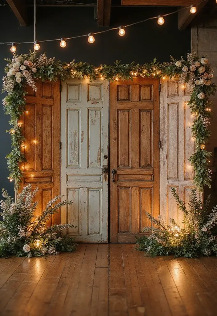 27 Wedding Stage Decoration Ideas That Wow Guests - 2. Recycled Material Backdrops