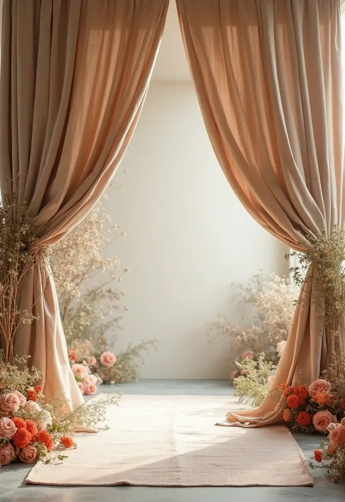 27 Wedding Stage Decoration Ideas That Wow Guests - 3. Eco-Friendly Fabrics