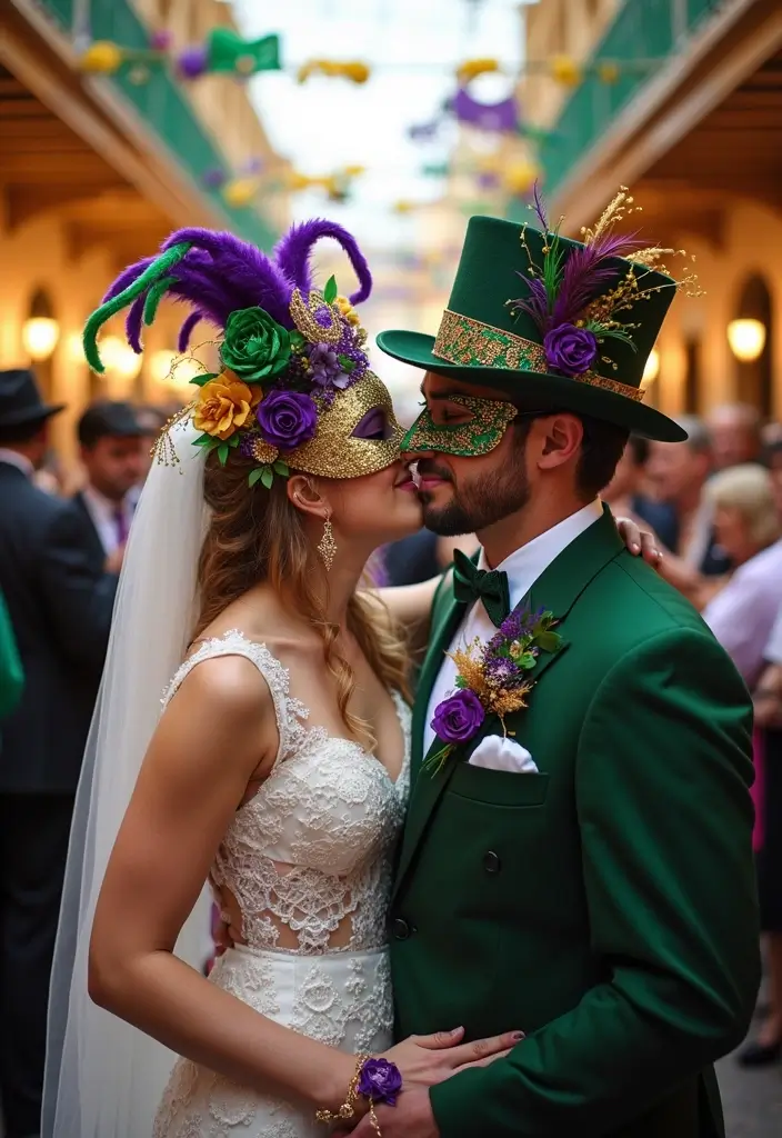 27 Wedding Theme Ideas That Match Every Couple’s Style - 14. Mardi Gras Glam