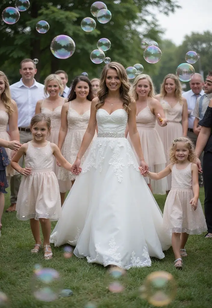28 Bridal Party Entrance Ideas That Wow the Crowd - 13. The Bubble Walk