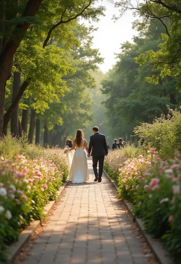 28 Bridal Party Entrance Ideas That Wow the Crowd - 15. Nature Walkway