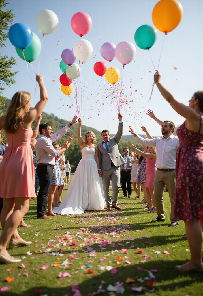 28 Bridal Party Entrance Ideas That Wow the Crowd - 18. Balloons and Streamers