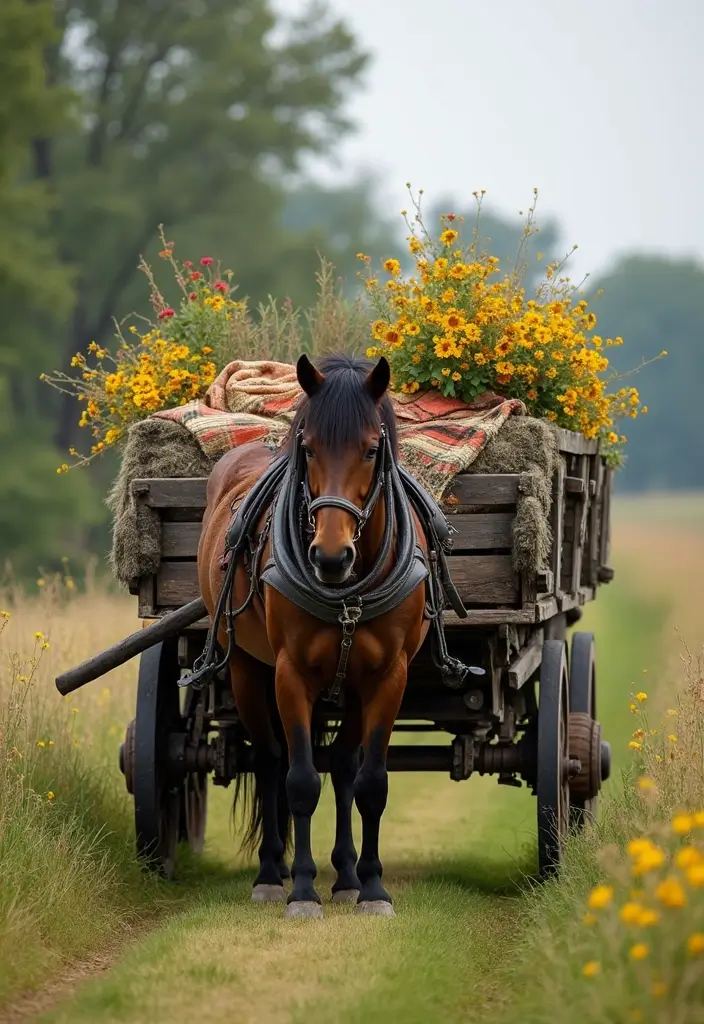 28 Bridal Party Entrance Ideas That Wow the Crowd - 2. Rustic Wagon Pull