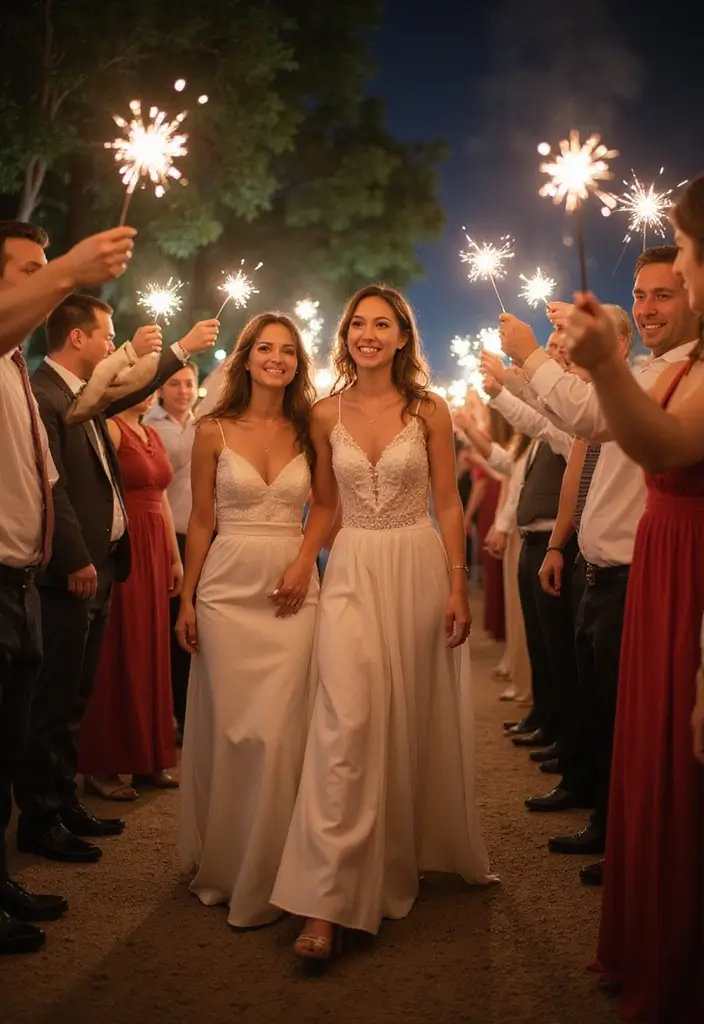 28 Bridal Party Entrance Ideas That Wow the Crowd - 24. Sparkler Walk
