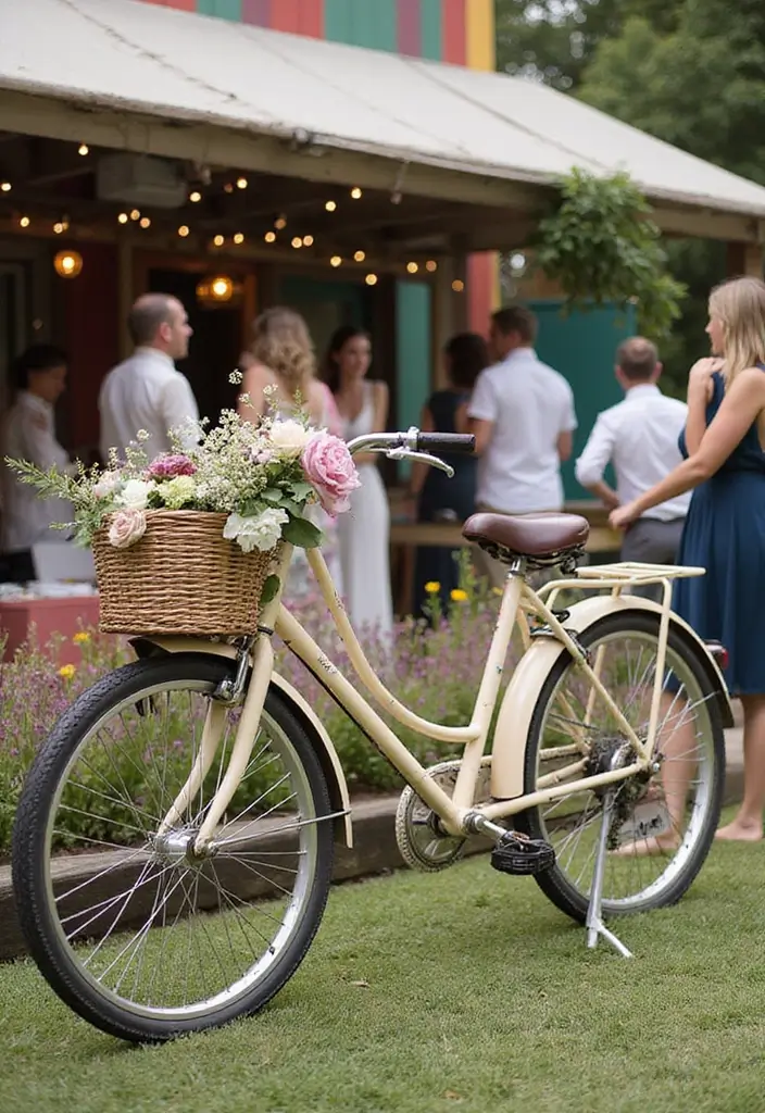 28 Bridal Party Entrance Ideas That Wow the Crowd - 6. Vintage Bicycle Entrance