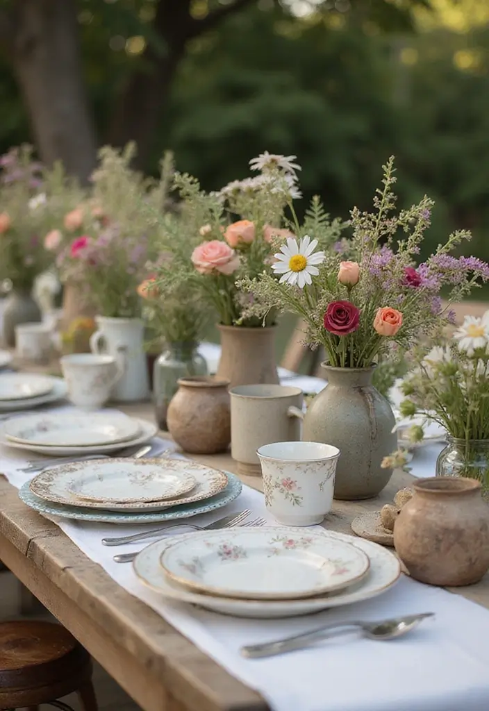 28 Bridal Party Table Ideas That Look Polished and Perfect - 2. Upcycled Vintage Charm
