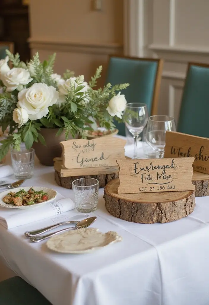 28 Bridal Party Table Ideas That Look Polished and Perfect - 20. Environmental Statements with Signs
