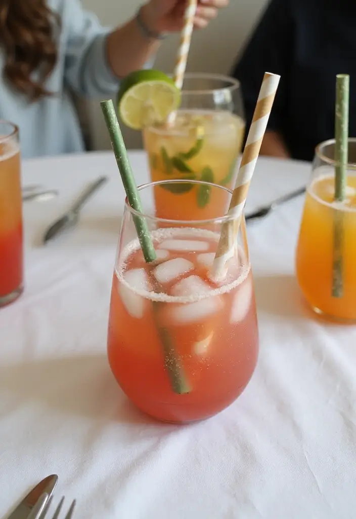 28 Bridal Party Table Ideas That Look Polished and Perfect - 24. Reusable Straws for Refreshing Sips