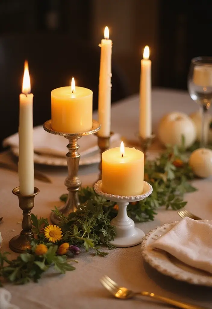28 Bridal Party Table Ideas That Look Polished and Perfect - 4. Sustainable Candles for Romantic Glow