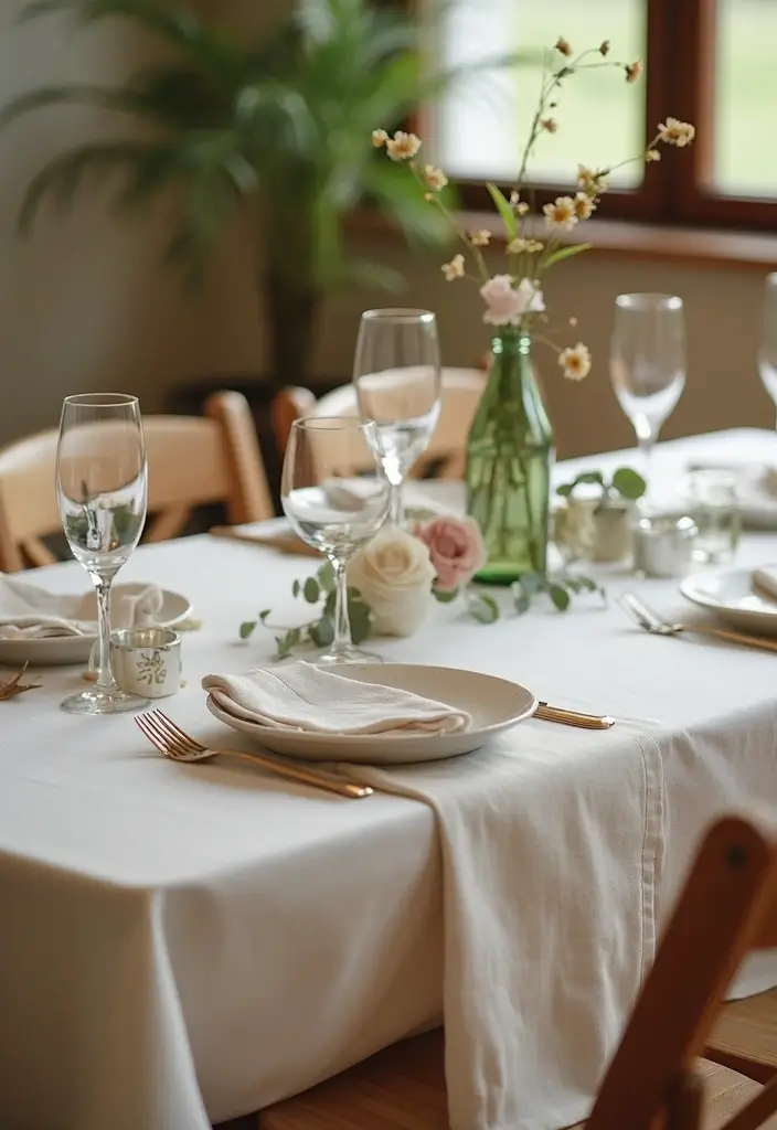 28 Bridal Party Table Ideas That Look Polished and Perfect - 5. Eco-Friendly Fabric Tablecloths