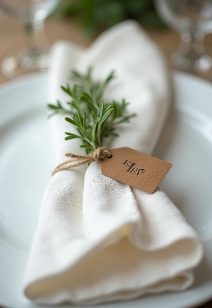 28 Bridal Party Table Ideas That Look Polished and Perfect - 6. Fresh Herb Place Settings