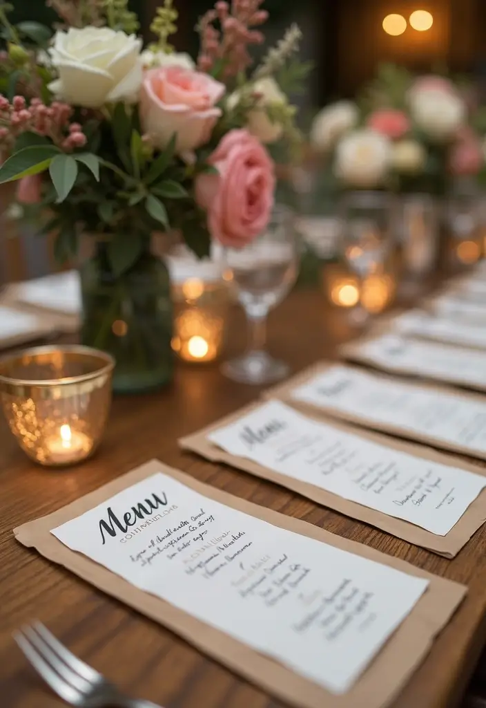 28 Bridal Party Table Ideas That Look Polished and Perfect - 7. Handwritten Menus for Personal Touch