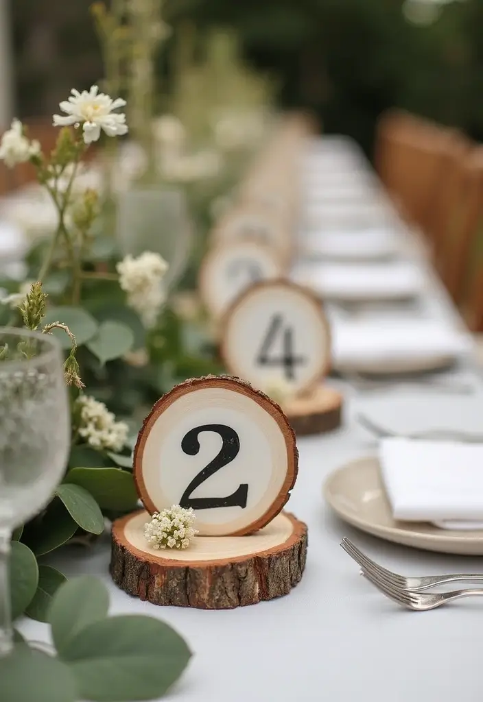 28 Bridal Party Table Ideas That Look Polished and Perfect - 8. Nature-Inspired Table Numbers