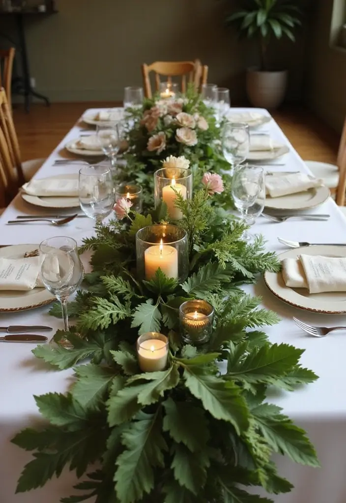 28 Bridal Party Table Ideas That Look Polished and Perfect - 9. Leafy Table Runner