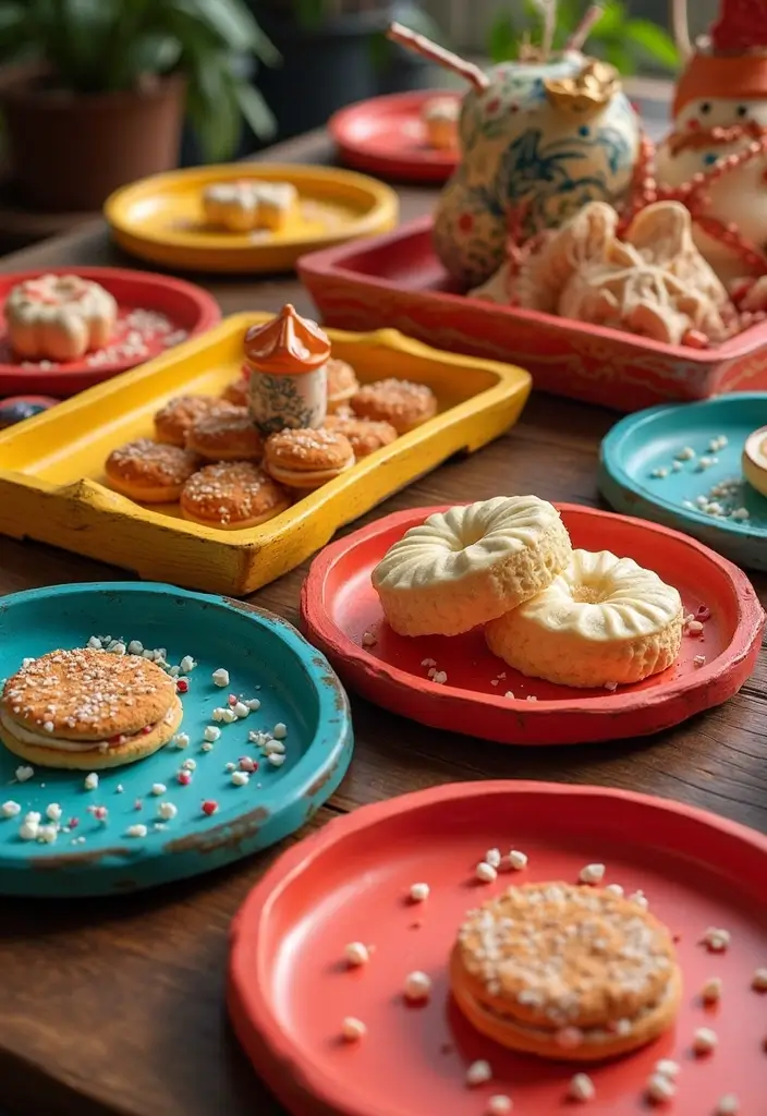 28 Eco-Friendly Indian Wedding Tray Ideas That Look Beautiful - 21. Brightly Colored Wooden Trays