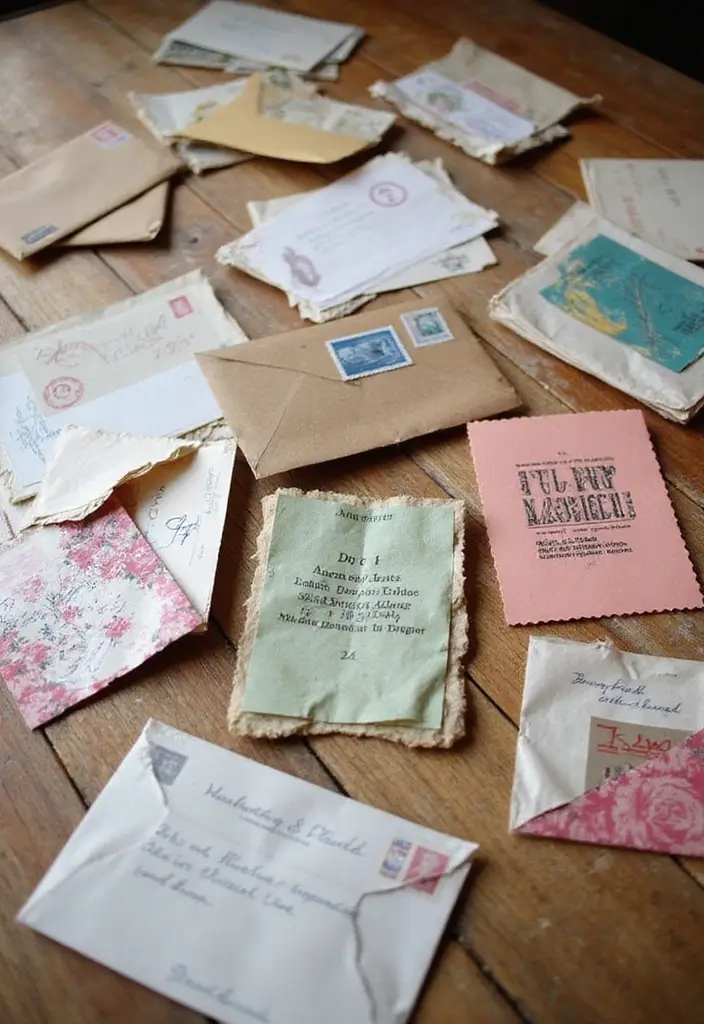 28 Engagement Card Ideas That Feel Personal - 12. Recycled Mail Art Cards