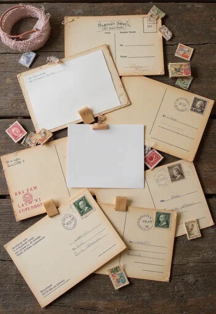 28 Engagement Card Ideas That Feel Personal - 2. Upcycled Vintage Postcards