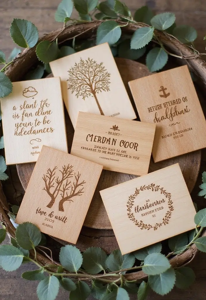 28 Engagement Card Ideas That Feel Personal - 26. Engraved Wooden Cards