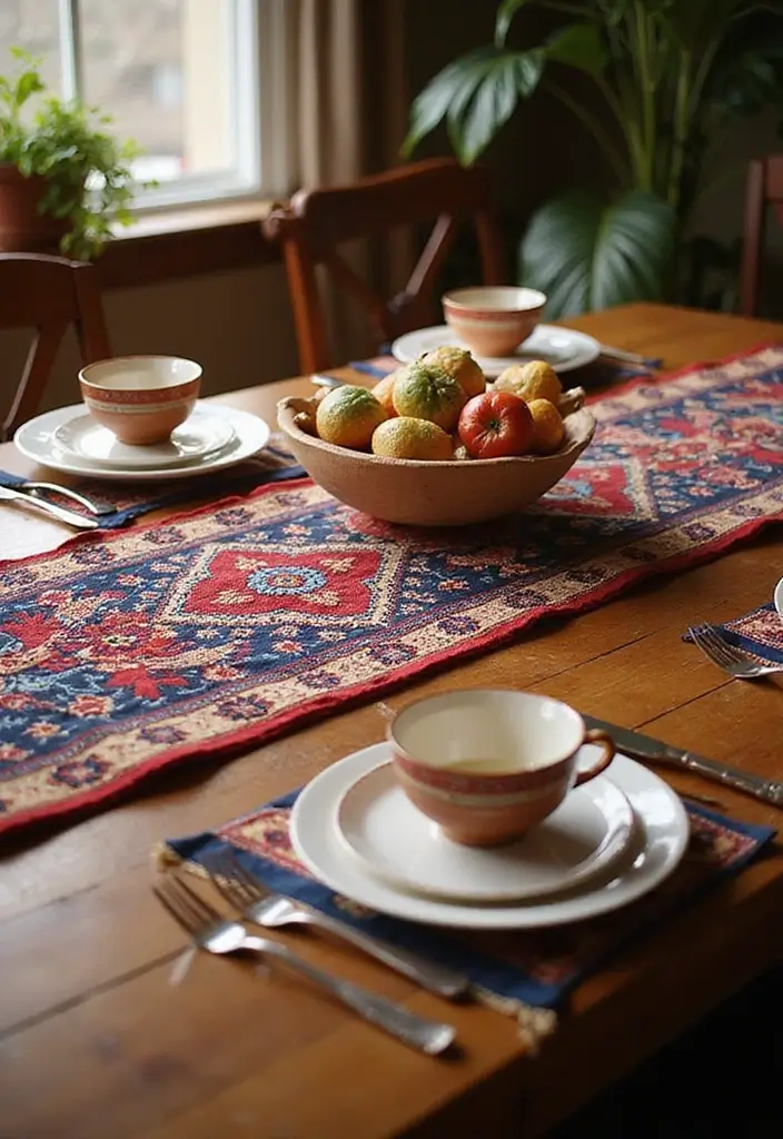 28 Engagement Decoration Ideas Indian Style That Sparkle - 11. Ethnic Table Runners