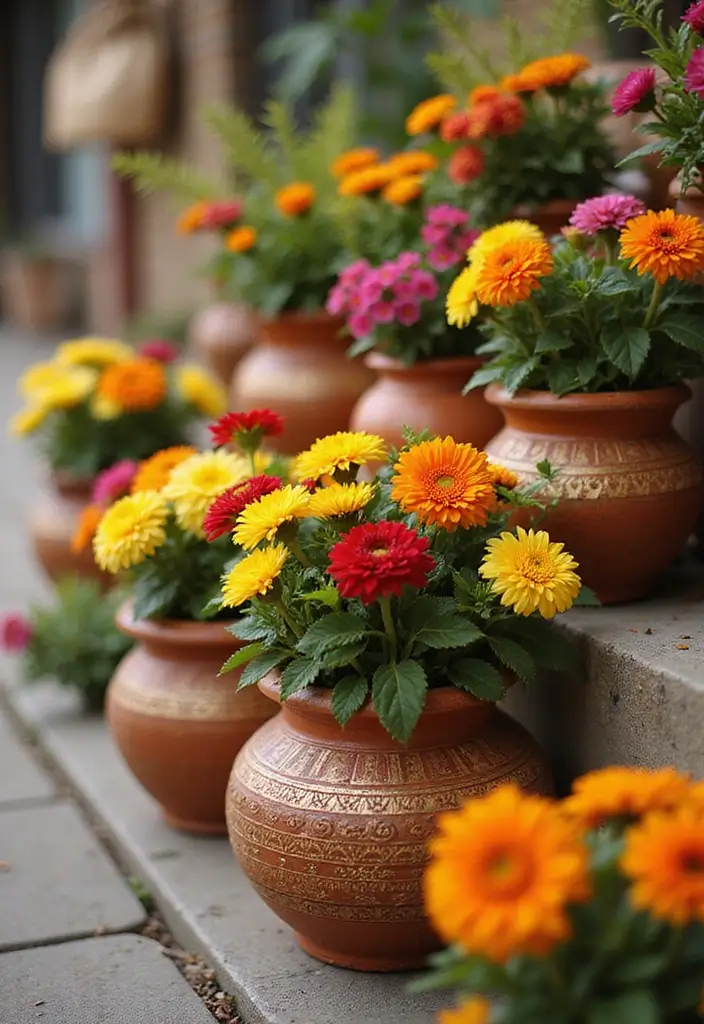 28 Engagement Decoration Ideas Indian Style That Sparkle - 14. Traditional Indian Pot Decorations