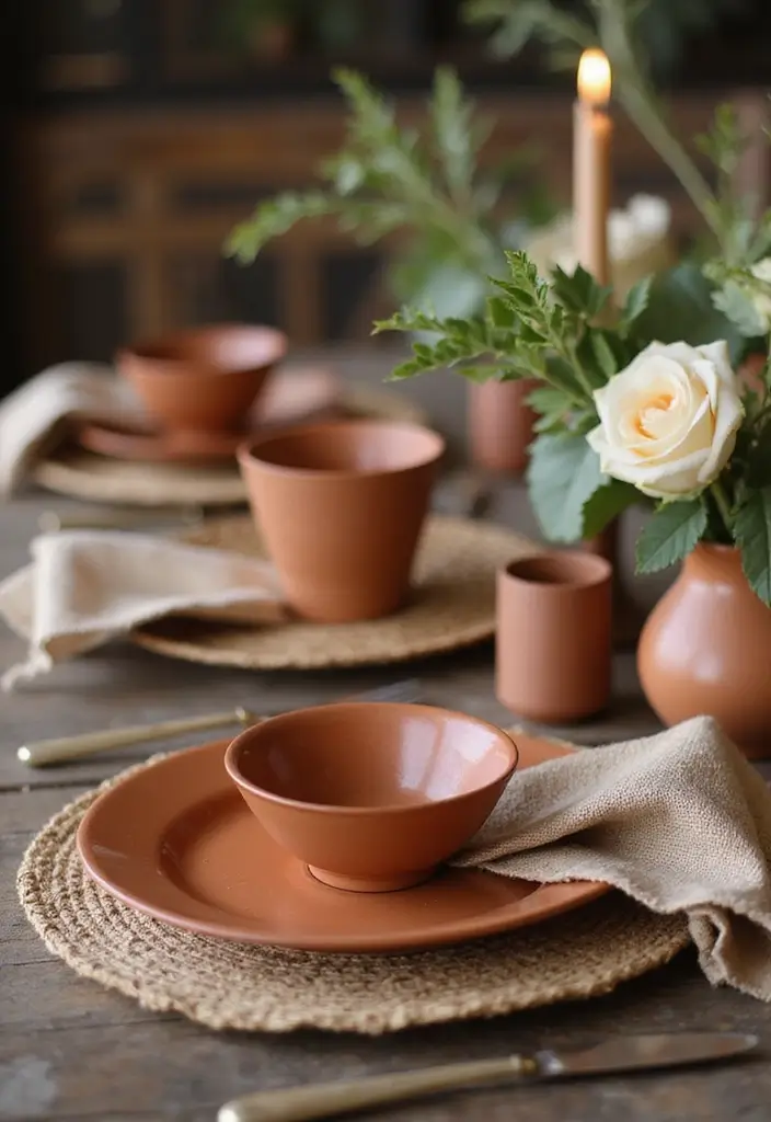 28 Engagement Decoration Ideas Indian Style That Sparkle - 18. Terracotta Place Settings