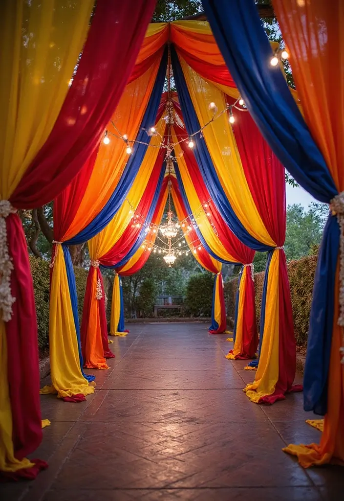 28 Engagement Decoration Ideas Indian Style That Sparkle - 2. Draping with Recycled Fabric