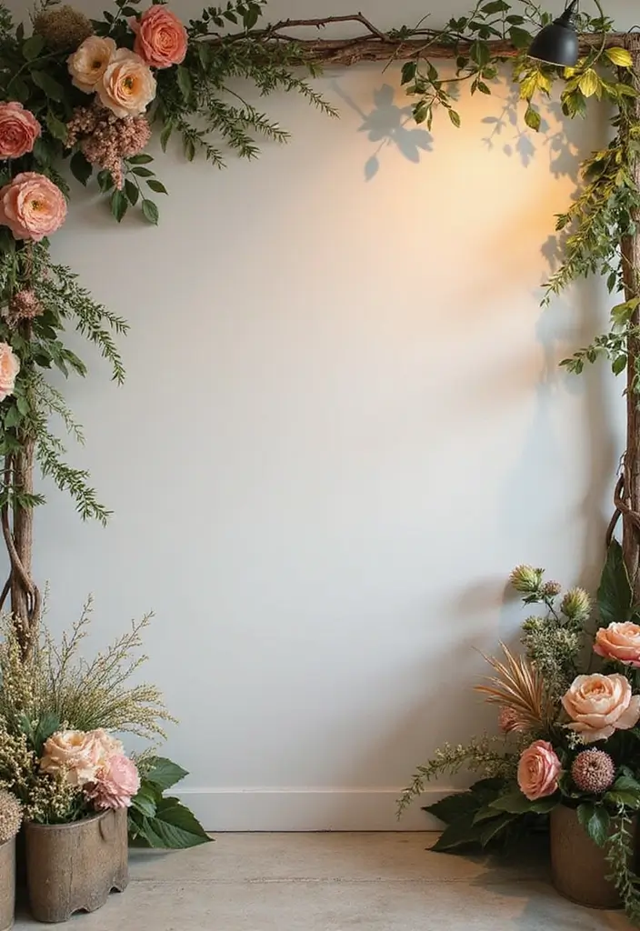 28 Engagement Decoration Ideas Indian Style That Sparkle - 9. Unique Backdrops with Natural Elements
