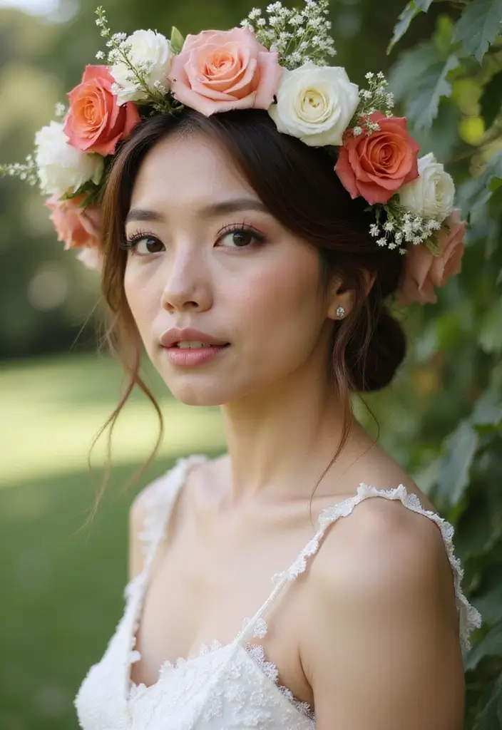 28 Fairy Garden Wedding Ideas That Feel Enchanted - 6. Floral Crown for the Bride