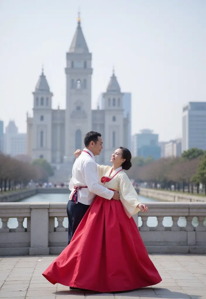 28 Korean Prenup Photoshoot Ideas That Feel Cinematic - 19. Iconic City Landmarks