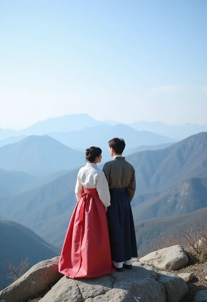 28 Korean Prenup Photoshoot Ideas That Feel Cinematic - 2. Mountain View Magic