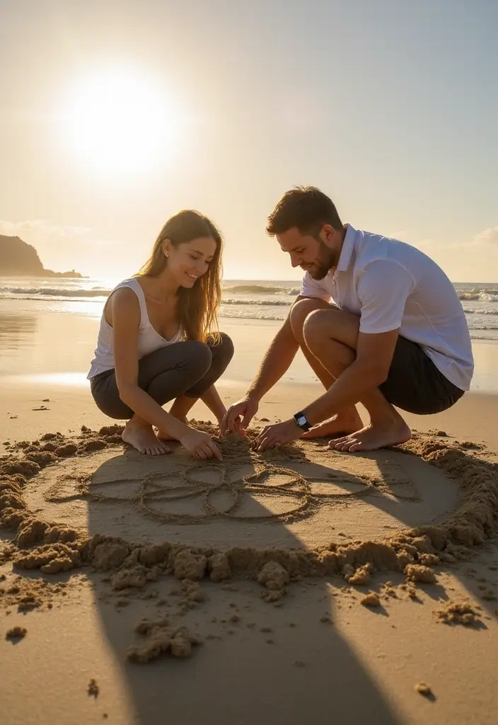 28 Outdoor Proposal Ideas That Take Her Breath Away - 11. Artistic Sand Sculpture Proposal