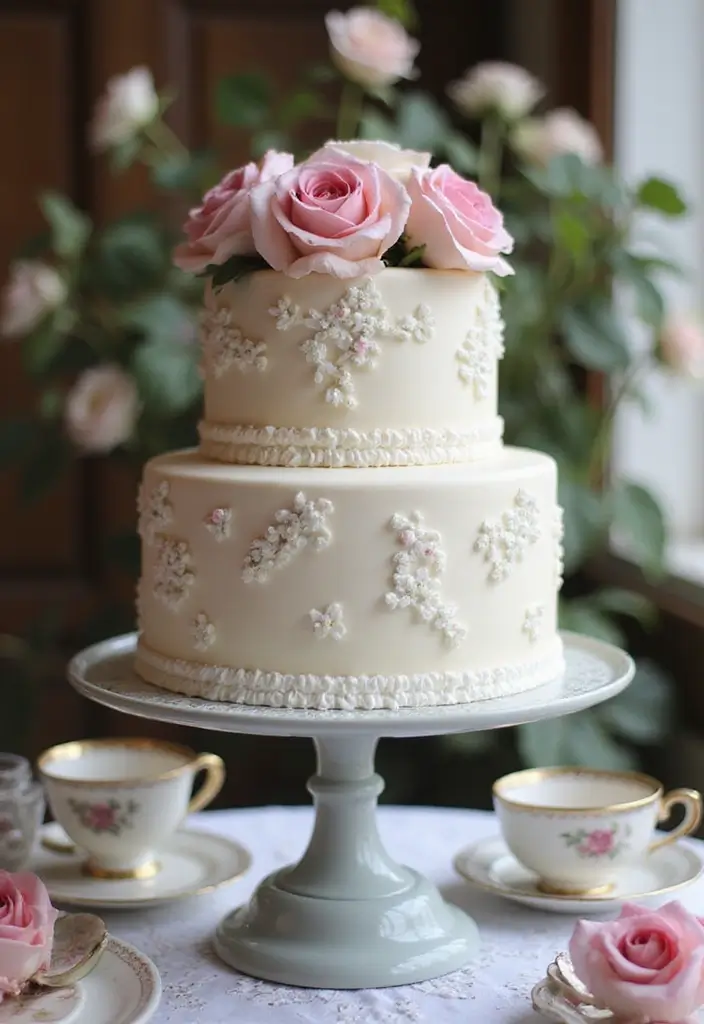 28 Quince Cake Ideas That Steal the Spotlight - 15. Vintage Tea Party Quince Cake