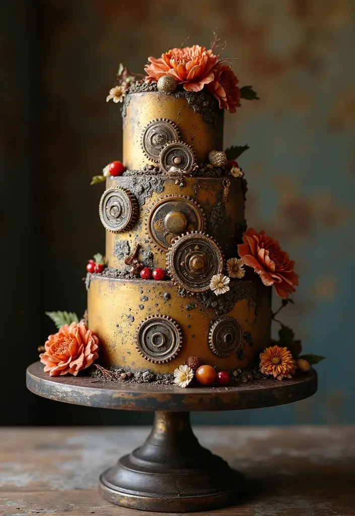 28 Quince Cake Ideas That Steal the Spotlight - 27. Steampunk-Inspired Quince Cake