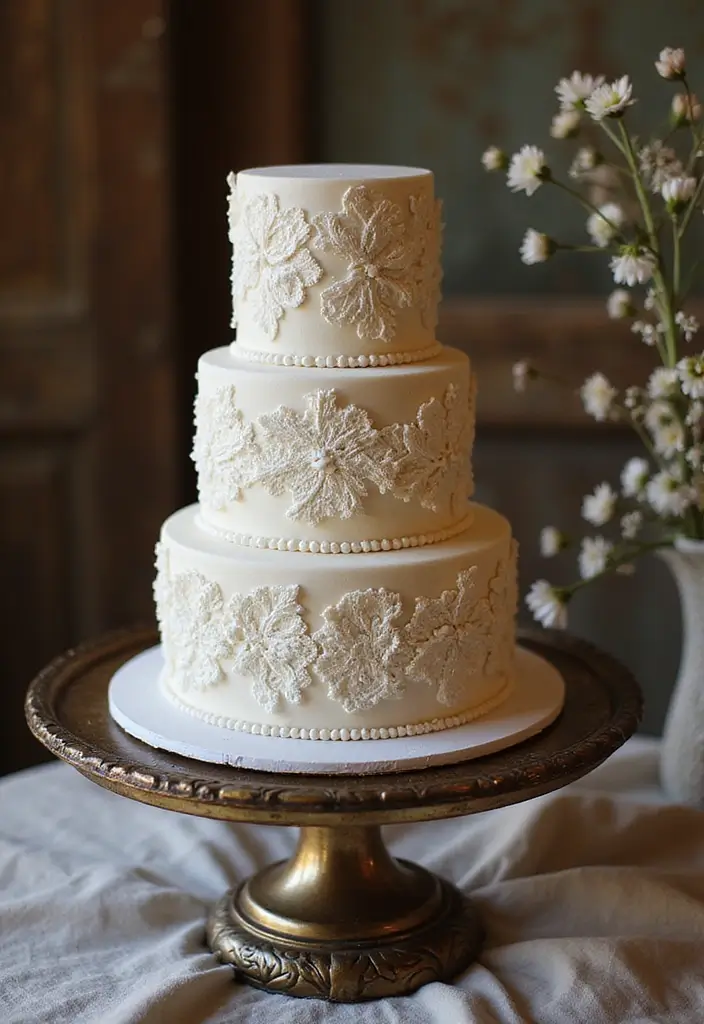 28 Quince Cake Ideas That Steal the Spotlight - 3. Antique Lace Quince Cake