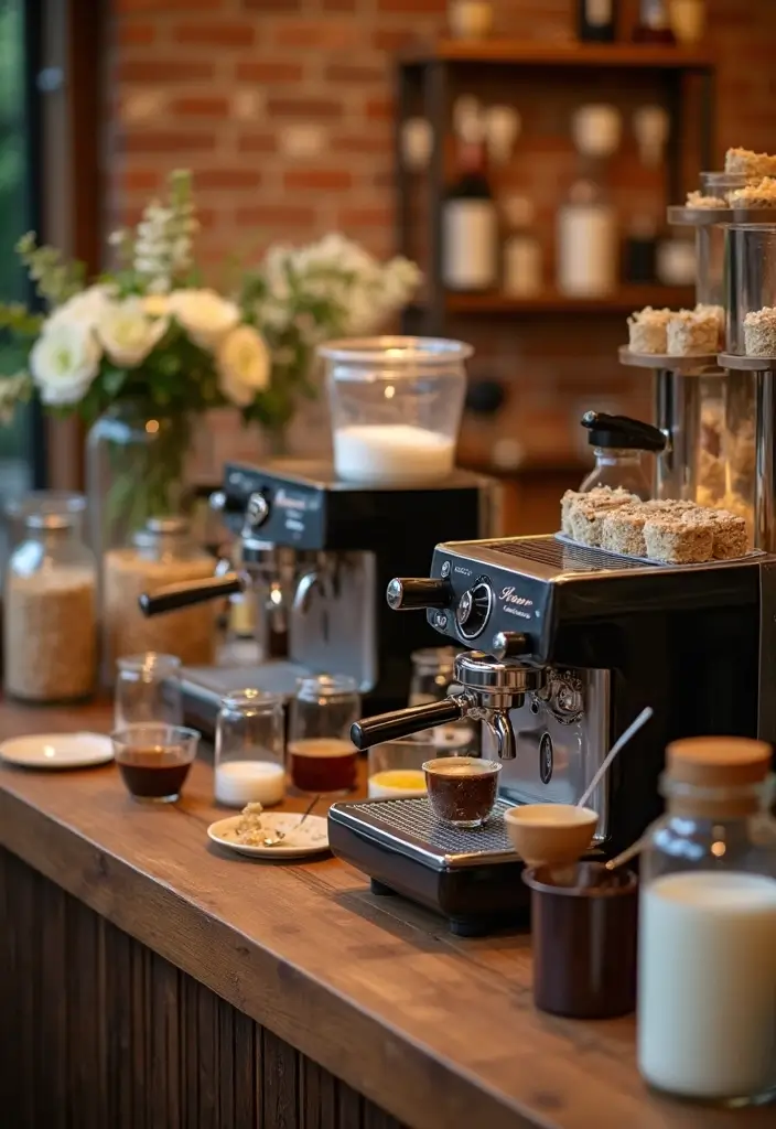 28 Wedding Bar Ideas That Keep the Party Flowing - 11. Coffee Bar Delight