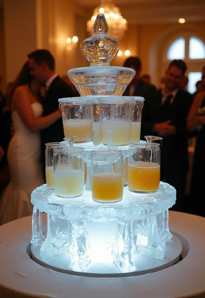 28 Wedding Bar Ideas That Keep the Party Flowing - 20. Ice Sculpture Drink Dispenser