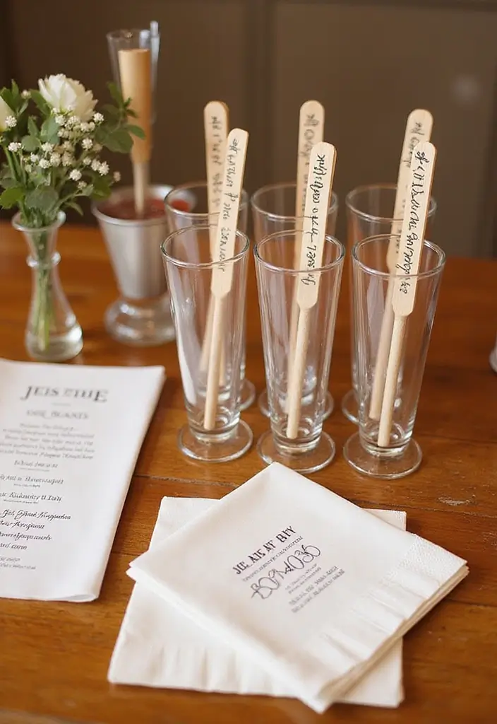 28 Wedding Bar Ideas That Keep the Party Flowing - 22. Themed Drink Accessories