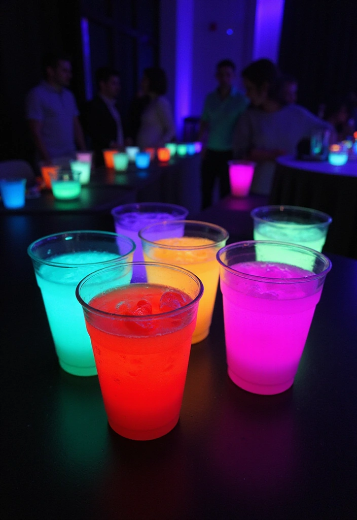 28 Wedding Bar Ideas That Keep the Party Flowing - 28. Glow-in-the-Dark Drinks