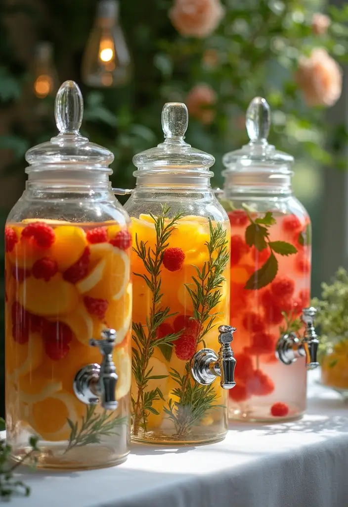 28 Wedding Bar Ideas That Keep the Party Flowing - 9. Infused Water Station