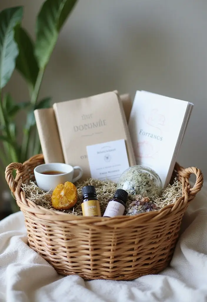 28 Wedding Shower Gift Basket Ideas That Feel Personal - 10. Mindfulness and Wellness Basket