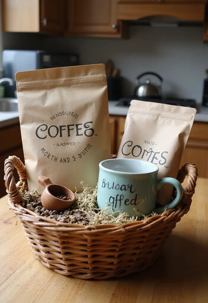 28 Wedding Shower Gift Basket Ideas That Feel Personal - 5. Personalized Coffee Lovers Basket